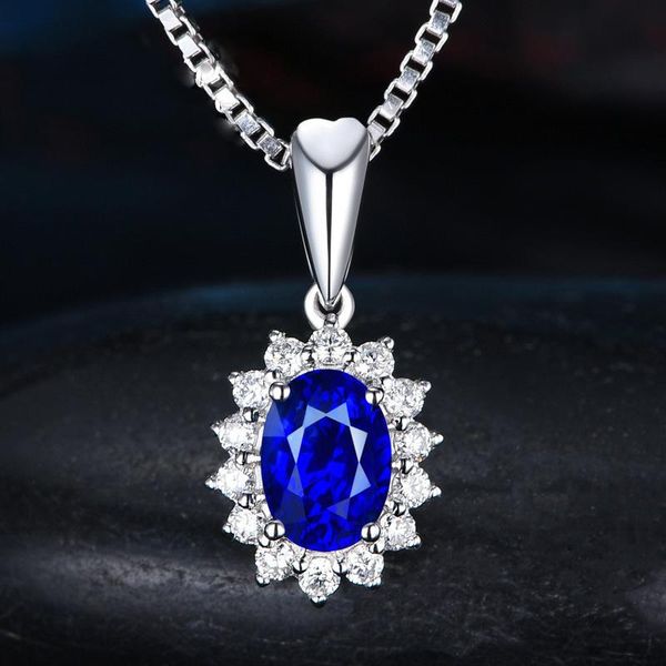 

pendant necklaces wedding necklace for women delicate oval blue stone crystal zircon silver color collarbone chain fashion jewelry kbn206