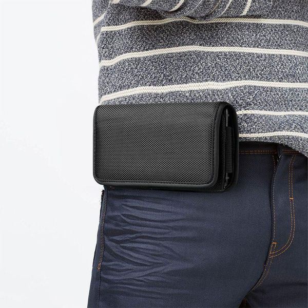 

horizontal nylon belt loops cellphone holster holder carrying case sleeve pouch for men