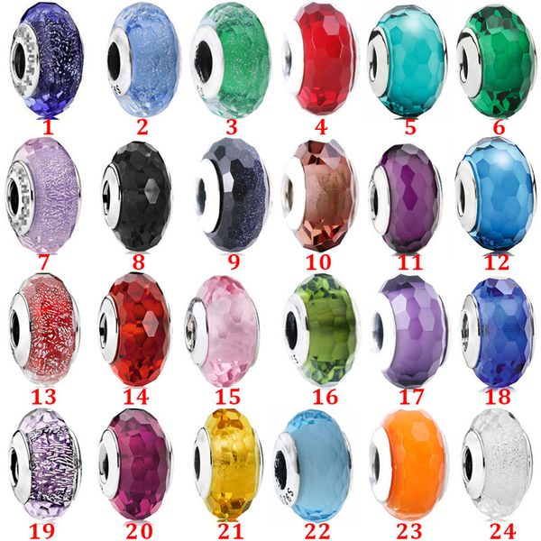 

new shining blue cut surface series glass beads safety chain crown wing pendant beads fit pandora charms bracelet diy women original jewelry, Black