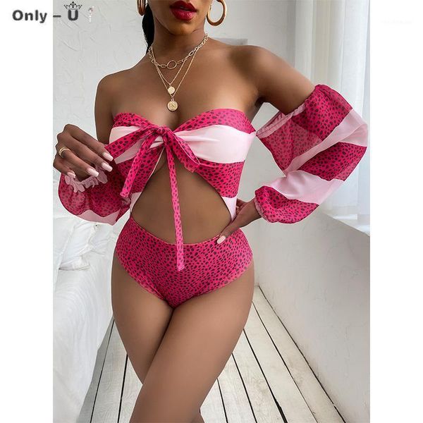 

women patchwork pattern bikini set hollow out long sleeve printed one piece swimsuit+beach skirts brazilian biquini outfit women's swim, White;black