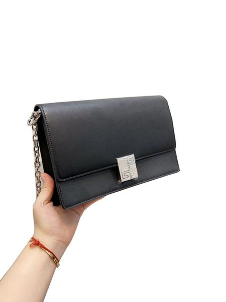 

black leather designer luxury brand flap bag women's chief letter print model shopping banquet ladies boutique handbag