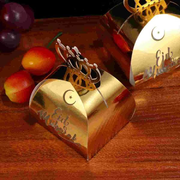 

gift wrap 10pcs shiny golden creative crown design eid mubarak candy boxes hollow out paper case party supplies delicate chocolate