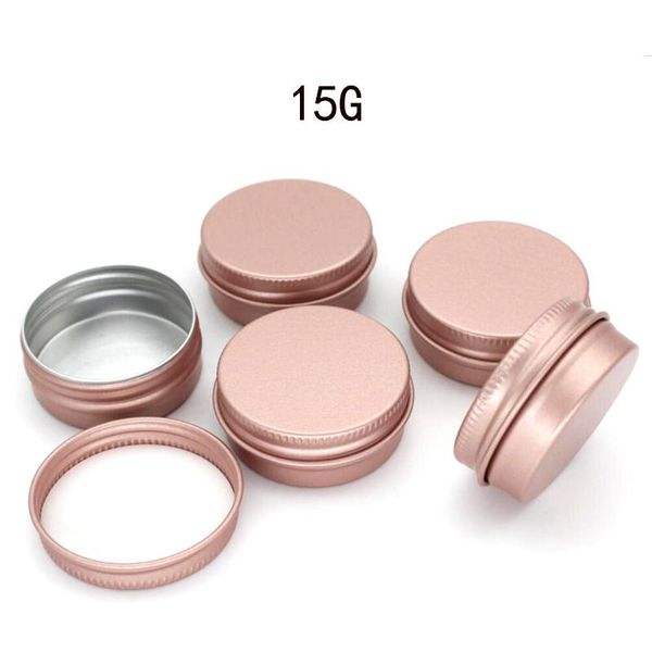 

storage bottles & jars 50/100pcs/lot rose gold color 15g aluminum jar tin 15ml container