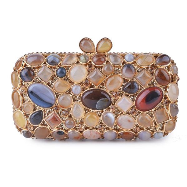 

evening bags luxury gemstone clutches bag gold metal ladies clutch handbags crystal dinner purse fashion diamond female shoulder