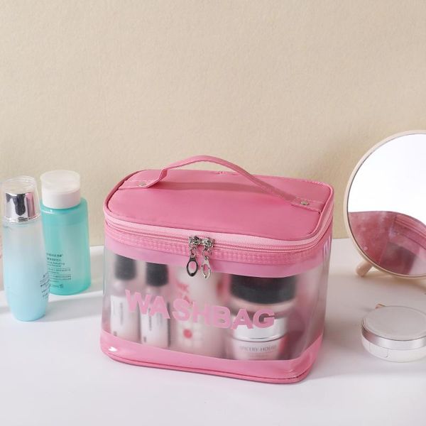 

storage bags summer style transparent pvc large capacity waterproof cosmetic bag portable travel toiletry handbag
