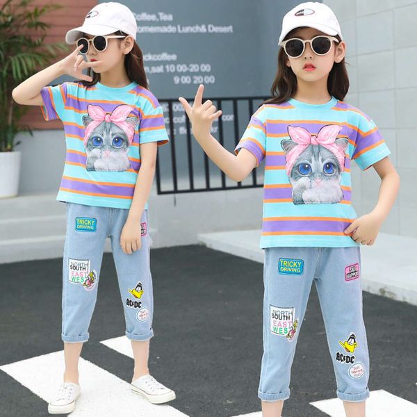 

suit girls' summer 2021 new short sleeve children's wear, White
