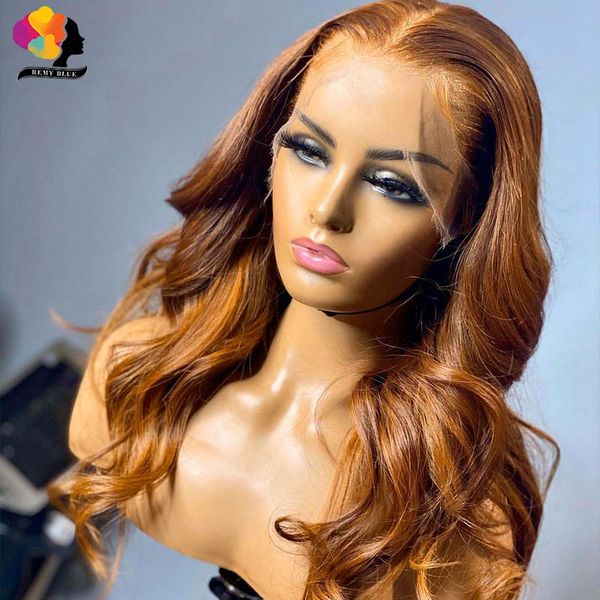 

remyblue ginger blonde transparent lace front human hair wigs pre plucked highlight brown body wave human hair wigs indian remy, Black