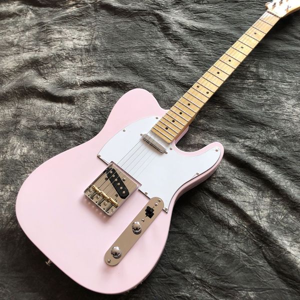 

pink color tele electric guitar maple figerboard handmade 6 stings guitarra