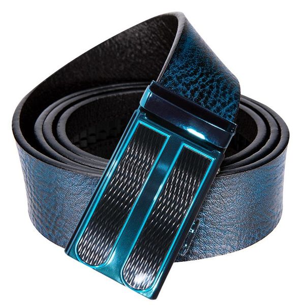 

ge-2085 blue leather men's casual cow genuine leather belts for men strap male belt blue automatic buckle cinto masculino, Black;brown