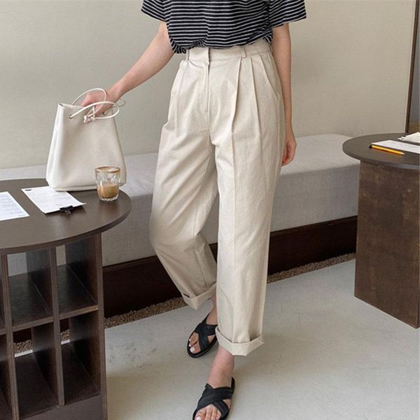 

women's pants & capris fashion female spring 2021 straight multicolor trousers suits formal casual -xl harajuku office, Black;white