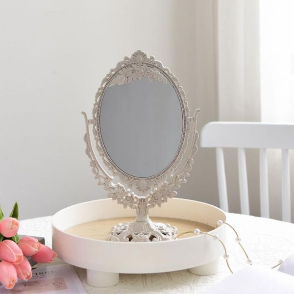 

mirrors nordic style retro silver plastic decorative makeup mirror double-sided princess deskbedroom dormitory portable vertical