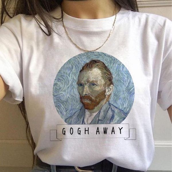 

van gogh t shirt women summer new art graphic tshirt harajuku vintage tshirts women oil painting ullzang funny aesthetics tshirt, White