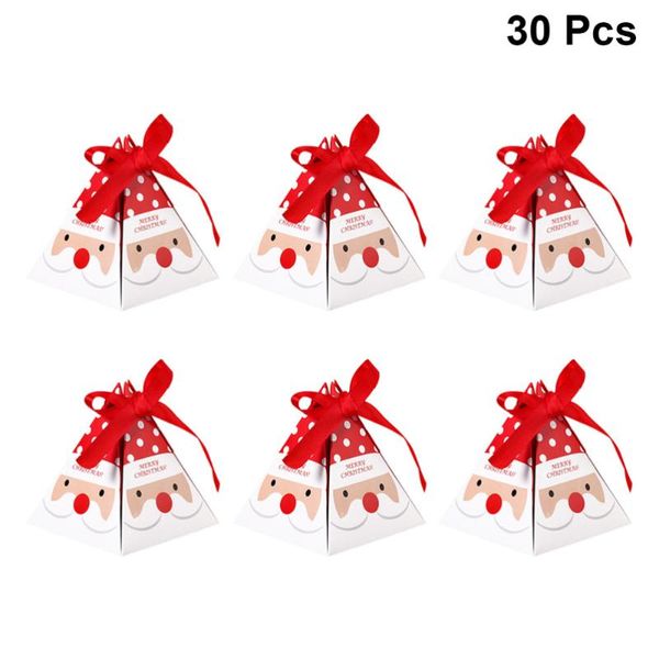 

30pcs christmas candy box decorative packaging gift boxes paper container party supplies (red santa, without hangtags)