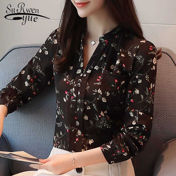 

long sleeve print chiffon women blouse shirt fashion women blouses 2021 blusas feminine blouses ol blouse women z0001 40 cx200615, White