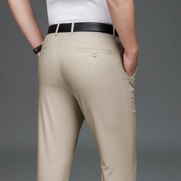 

men's pants 6 colors 2021 spring and autumn slim casual fashion business brand thin trousers classic style, Black