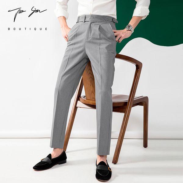 

autumn male suit british retro office breeches mid-waistline paris low-fat casual button dressed in business pants xs0i, Black