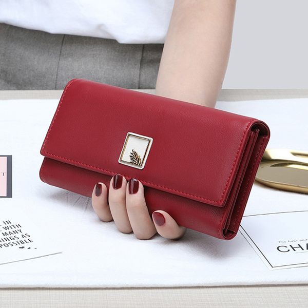 

brand-new portfolios pu leather long phone wallets pouch handbags for women wallet holders clutch, Red;black