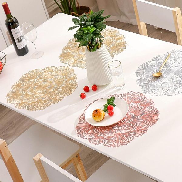 

mats & pads placemat european-style hollow gilding pvc non-slip table mat home daily dining pad kitchen accessories