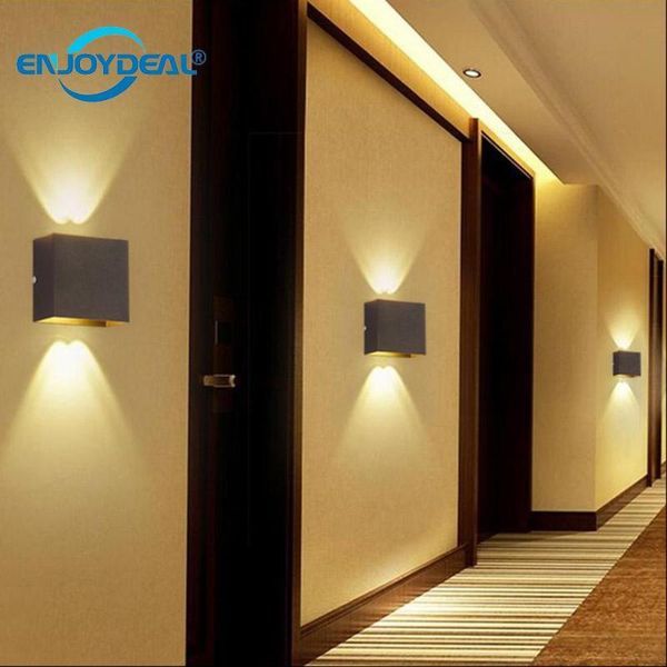 

modern 220v cob led wall lamp 6w aluminnum square wall light sconce for living room night light bedside led decor black