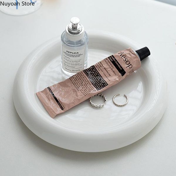 

dishes & plates pure white ceramic plate household storage tray living room coffee table 8 inch fruit deskdecoration accessories