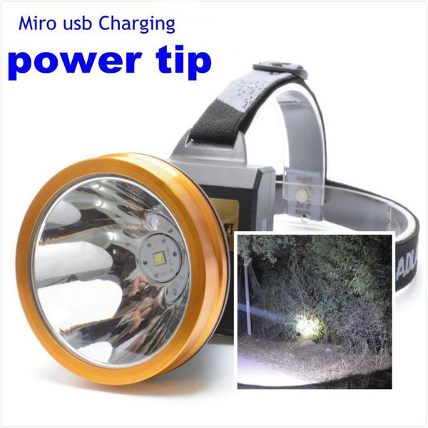 

high power micro usb led headlamps rechargable lighting outdoor lamp with power tip for hunting fishing
