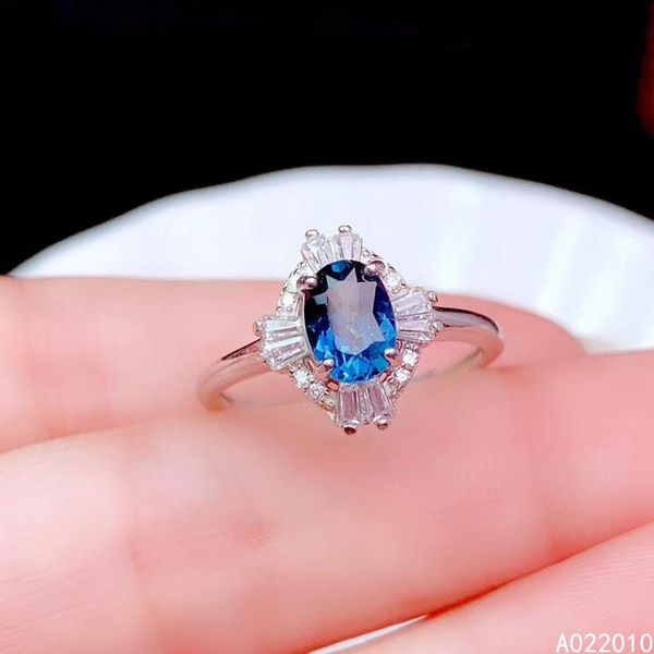 

cluster rings kjjeaxcmy fine jewelry 925 sterling silver inlaid natural blue z adjustable female ring fashion support test with box, Golden;silver