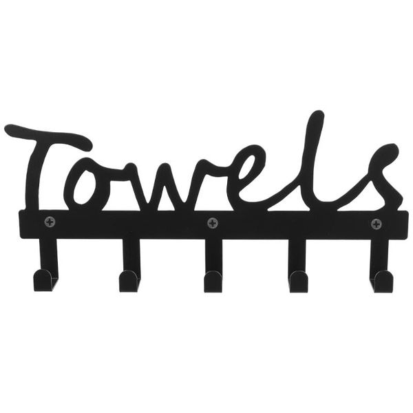 

hooks & rails 1pc letters design towel rack creative durable hook home sundries black