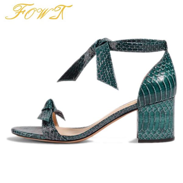 

sandals butterfly-knot ankle strap snackskin women high chunky heels ladies dress office party shoes large size 40 41 fowt, Black