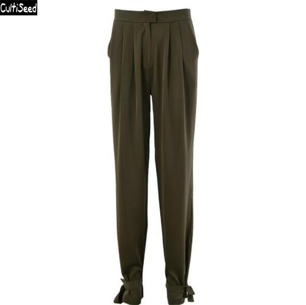 

women's pants & capris cultiseed women spring high waist solid color lacing up bandage bow tie feet long ladies loose casual trousers c, Black;white