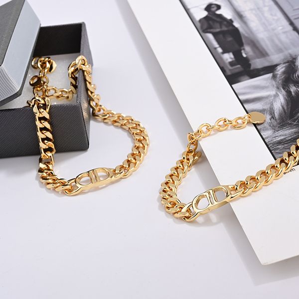 

2021 luxury designer jewelry / letter chain necklace women's net red ins short clavicle neck sand tide hip hop bracelet, White