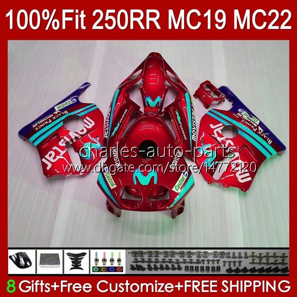 Kit corpo iniezione per HONDA MC19 CBR 250RR 250 RR CC 250R 88 89 Carrozzeria 112HC.217 CBR250RR 1988 1989 CBR250 RR CC 1988-1989 CBR 250CC 88-89 Carenatura OEM Rosso Movistar