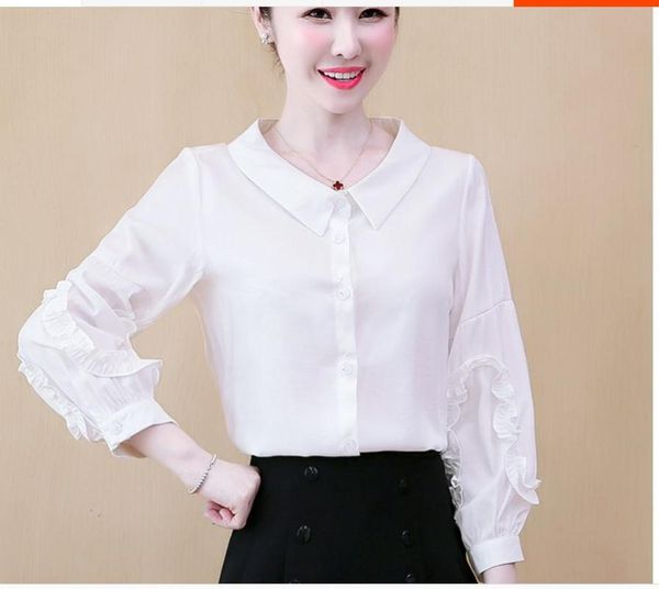 

women's blouses & shirts 2021 spring and autumn summer with style fashion long sleeve shirt, White