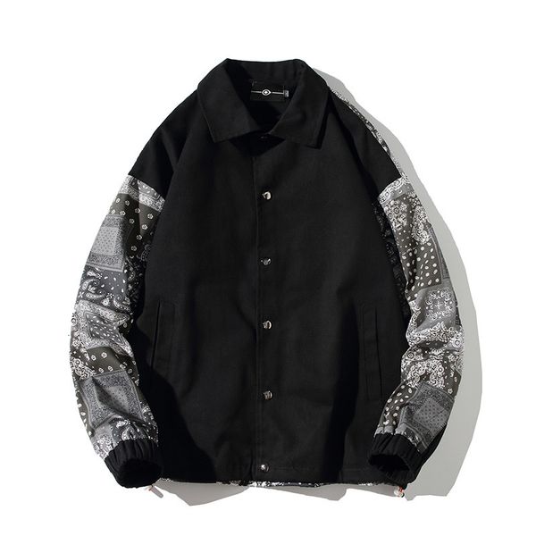 

jackets 2021 autumn loose cashew blossom stitched men's casual denim et, Black;brown