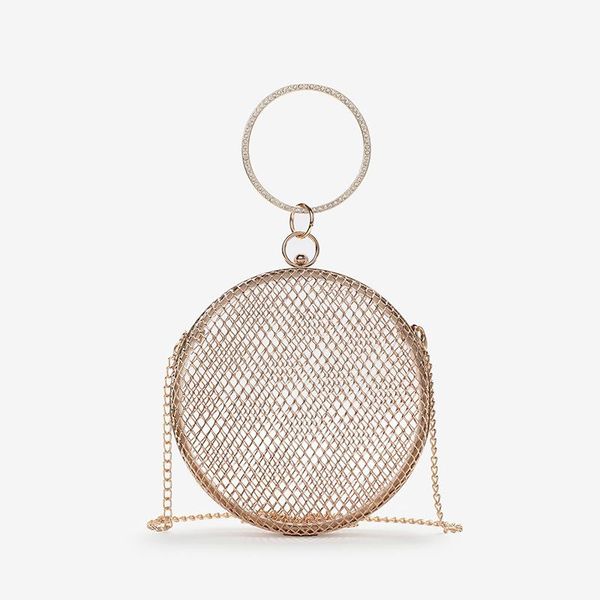 

new fashion bag mesh one-shoulder small dinner personality female chain spherical messenger round hollow pprje