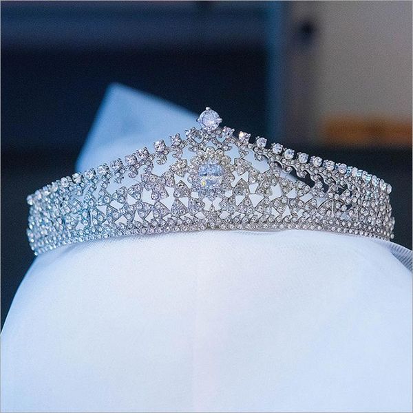 

hair clips & barrettes gs11536 alloy princess bridal crown tiara fashion rhinestone wedding headpiece zircon hairpiece for women, Golden;silver