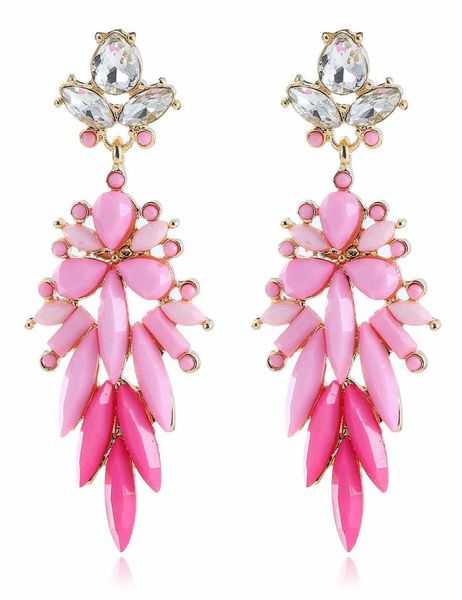 

dangle & chandelier yayi white glass rhinestone pink resin earring women's fashion ancient gold earrings gems for women girls e993, Silver
