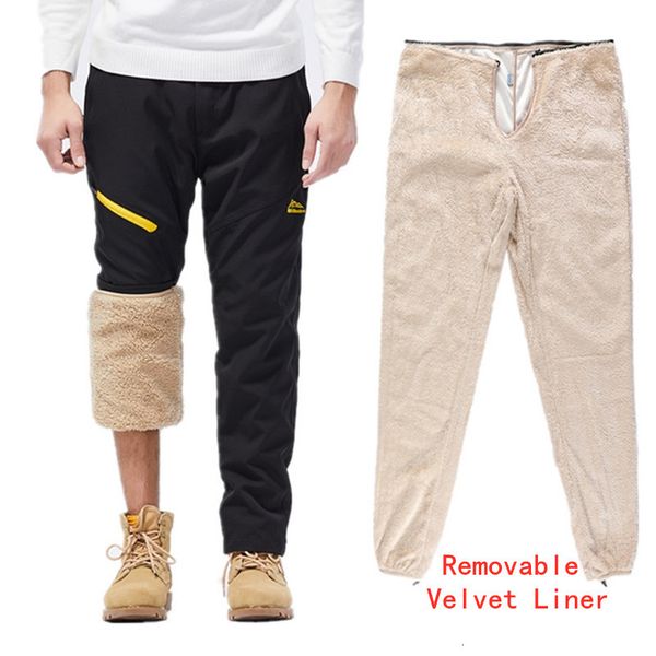 

2021 new winter men's outdoor tactical waterproof trousers autumn warm hiking trekking camping pants lined veet inside s2nw, Black