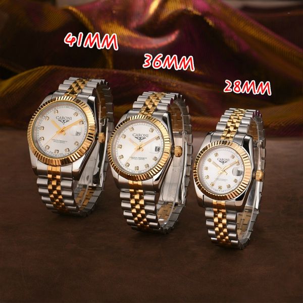 

2813 automatic movement mens watches bezel stainless steel women diamond watch lady watch waterproof luminous wristwatches montre de luxe, Slivery;brown