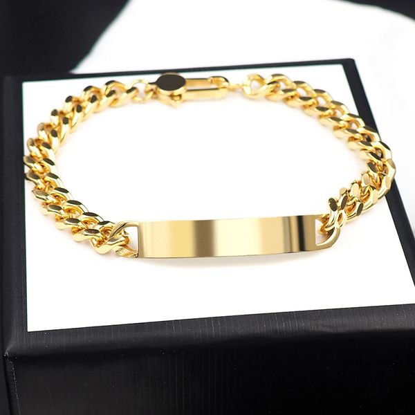 Mens 18k banhado a ouro pulseira pulseira Mulheres Cuban Link Correntes de Aço Inoxidável Curb Silver Color Pulseiras Braceletes com Pochette Bijoux Atacado