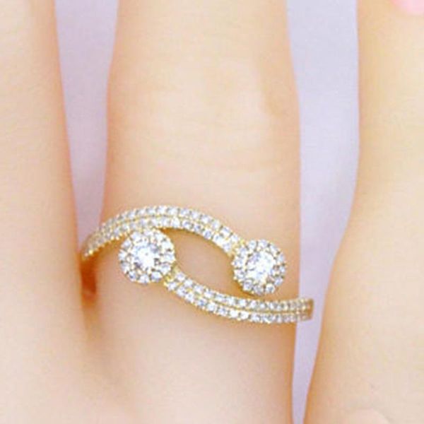 

wedding rings fashion ring mosaic round for women engagement party jewelry banquet accessories, Slivery;golden