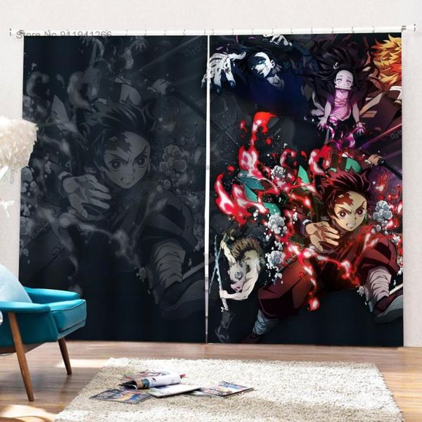 

curtain & drapes bedroom modern luxury blackout customized 3d demon slayer printed window curtains for living room cortinas ridea