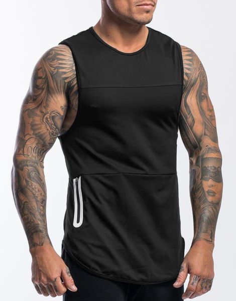 

men's t-shirts summer 2021 o collar sports vest quick-dry fitness bottom t-shirt, White;black