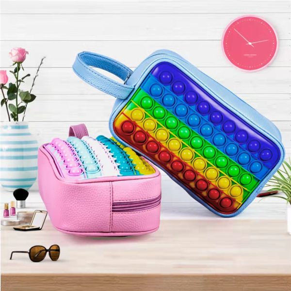 Descompressão Brinquedo Tie-tingido Bolsa Bolsa Empurre Bublles Portátil Moda Crossbody Pack Silicone Press Fidget Brinquedos Bags 5Styles 5 Cores Mix