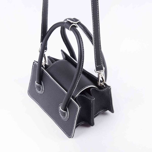 

minority design ins mini square bag layer cowhide women's single shoulder messenger small hand women, Black;red