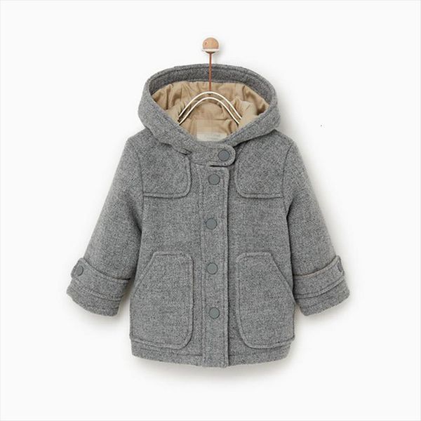

baby girl boy winter coat boys fashion casual cotton padded wool thickened long coats children kids warm hood jacket, Blue;gray