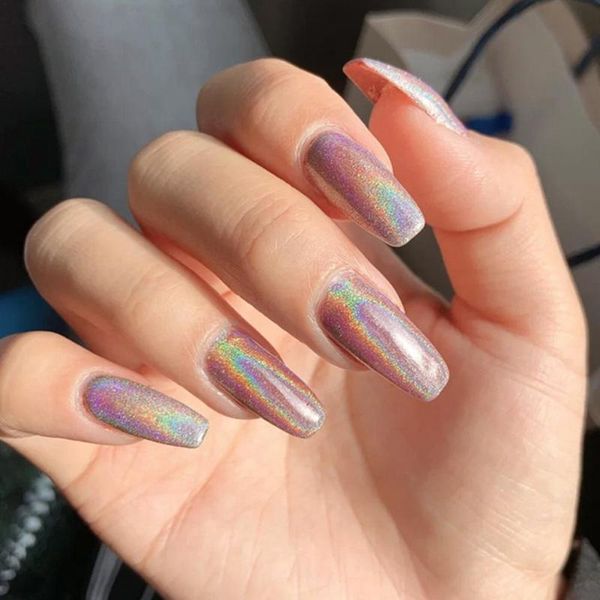 

nail glitter 6 colors/set crystal diamond powder rainbow color shiny pigment holographic glass micro drill nails art decoration, Silver;gold