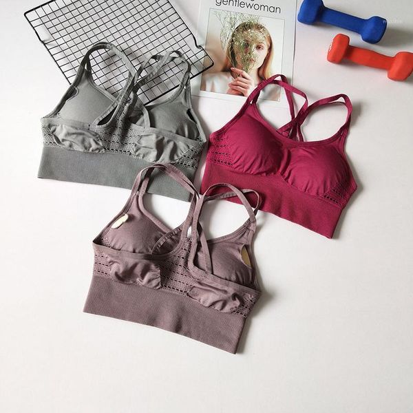

women hollow fashion back y-shape fast drying shockproof gathered sports bra fitness yoga breathable underwear outfit