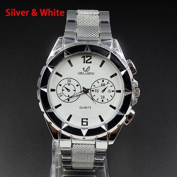 

wristwatches fashion wrist watch men's 2 dials style round metal alloy band quartz watches 7029, Slivery;brown