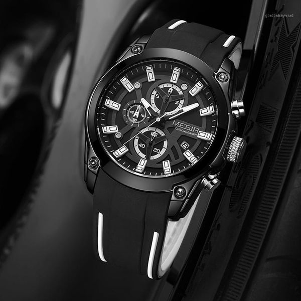 

wristwatches megir men's military sport watches water ressistance fashion black silicone strap wristwatch man luxury casual luminous wa, Slivery;brown