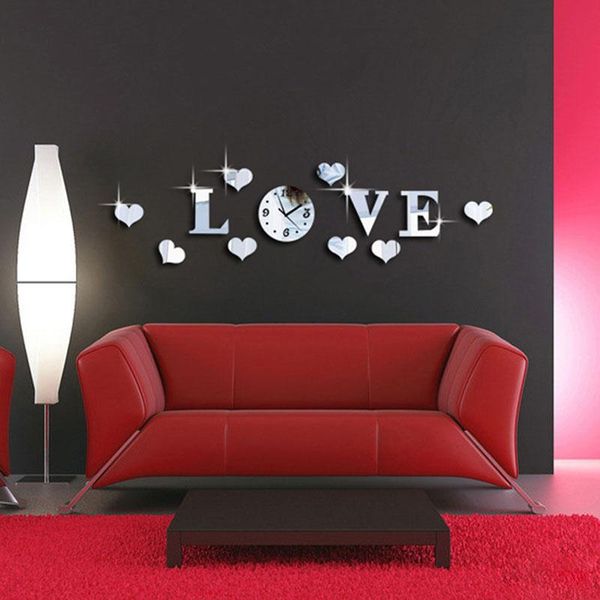

acrylic mirror wall sticker clock decor decal clocks